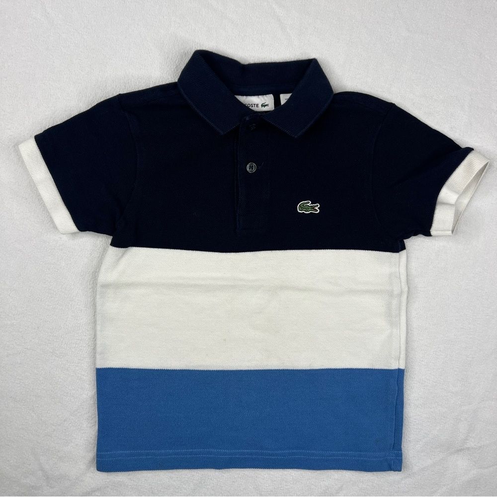Lacoste Toddler Multicolored Colourblocked Polo Collar T-shirt Size 4 Blue/White